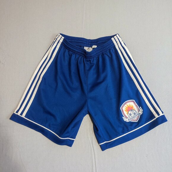 Adidas Climalite athletic shorts boys XL blue with 3 white stripes - Picture 1 of 16